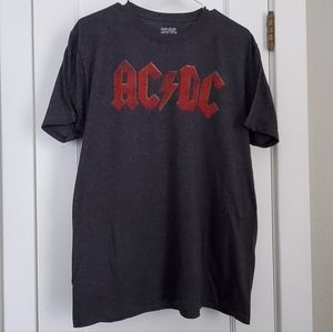 AC/DC gray short sleeve t-shirt logo Large Angus Young rock n roll band